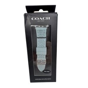 Coach Apple‎ Watch Band 38mm 40mm Light Blue Signature C Rubber Strap Preppy NWT